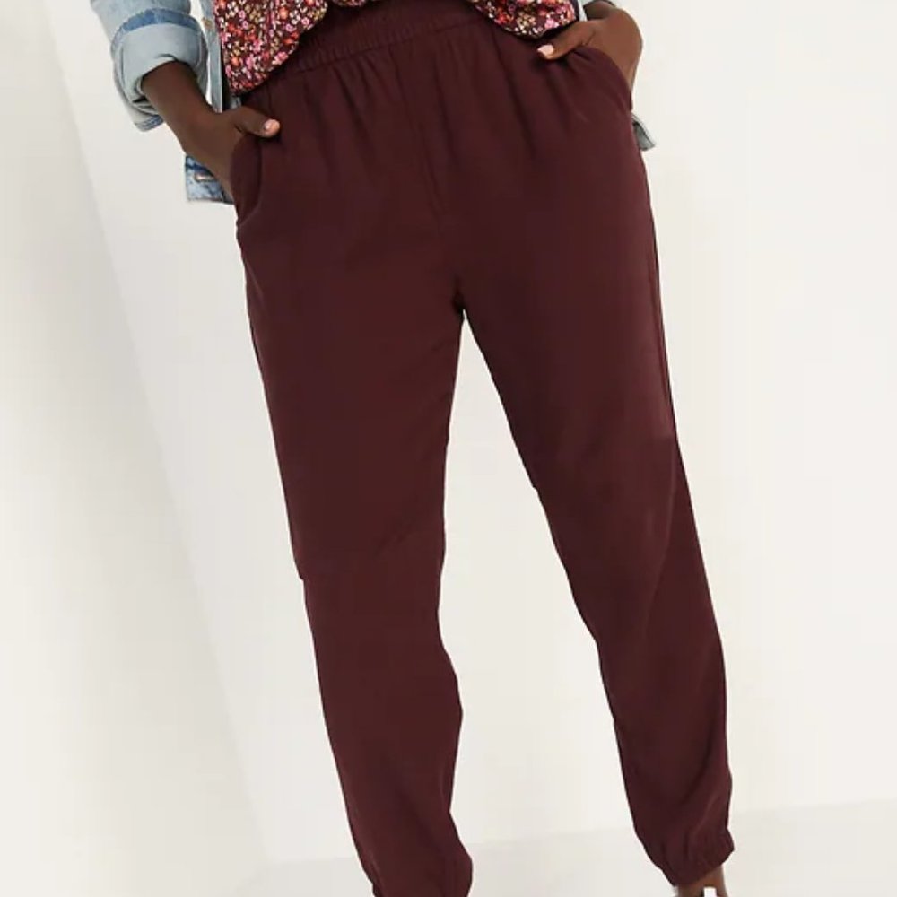 NWT Old Navy Womens Large Red Maroon Pull on Jogger Pants Pockets